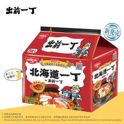 北海道小麥粉 韓辛味 即食麵 【出前一丁】五包裝  (新舊包裝隨機發貨)